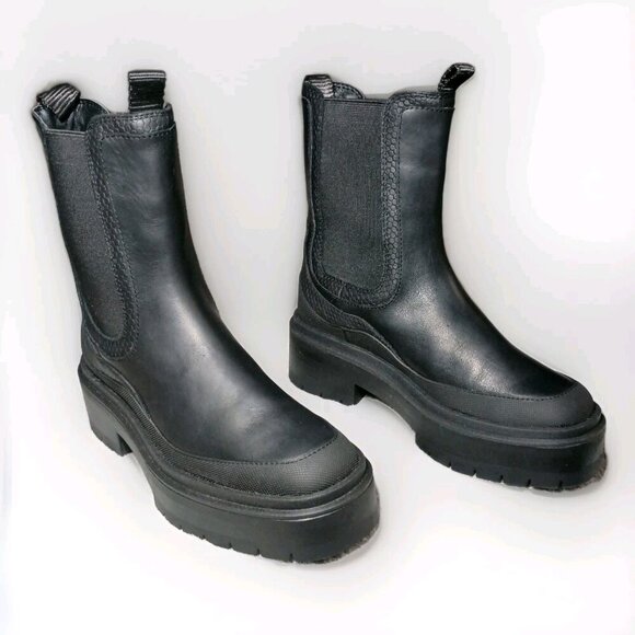 Sam Edelman Lulia Black Chunky Heel Rounded Toe Pull On Sz 5 Chelsea Ankle Boots - Picture 2 of 16